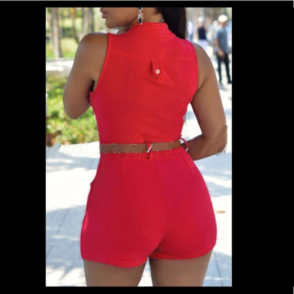 Pink button up romper - Picture 2 of 8